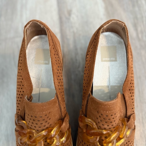 Dolce Vita Jhenee Brown Suede Perforated Women's Platform Loafers - Picture 4 of 9